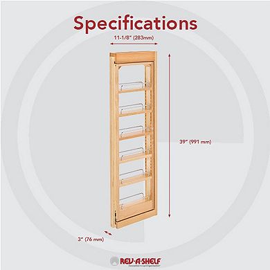 Rev-a-shelf Pull Out Wall Filler Cabinet Wooden Organizer, 39" Hgt, 432-wf39-3c