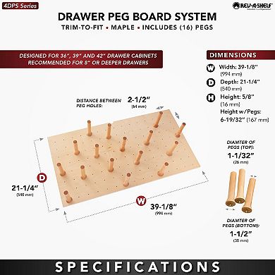 Rev-a-shelf 39x21" Trimmable Pegboard Drawer Organizer With 16 Pegs, 4dps-3921