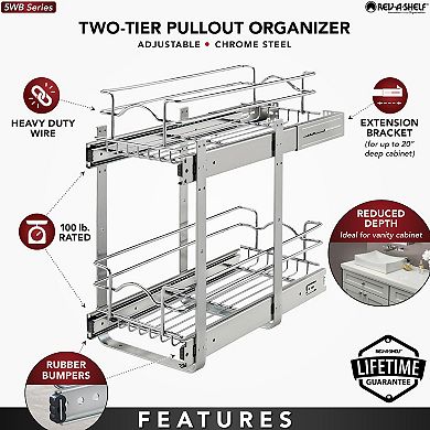 Rev-A-Shelf Kitchen Cabinet Pull Out Shelf Organizer, 9 x 18 In, 5WB2-0918CR-1