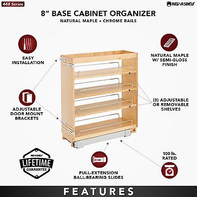 Rev-A-Shelf 8" Pullout Kitchen Cabinet Organizer Pantry Spice Rack, 448-BC-8C