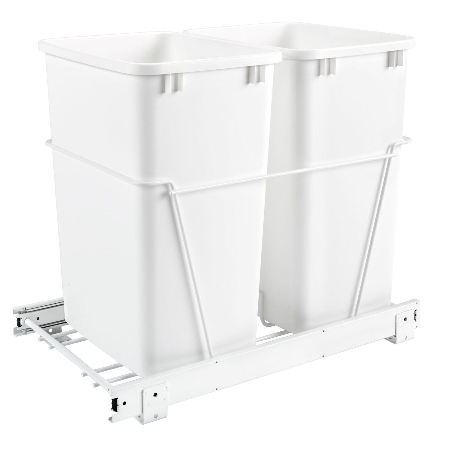 Rev-A-Shelf 4WCTM-18DM2-419-FL Double 35 qt Top Mount Waste Container, White