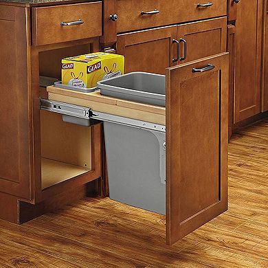 Rev-a-shelf Pullout Top Mount Trash Can W/ Soft-close, 35 Qt., 4wctm-12bbscdm1