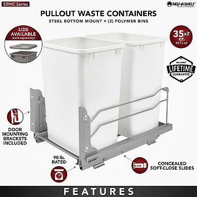 Rev-a-shelf Double Pull Out Trash Can 35 Qt With Soft-close, 53wc-1835scdm-217