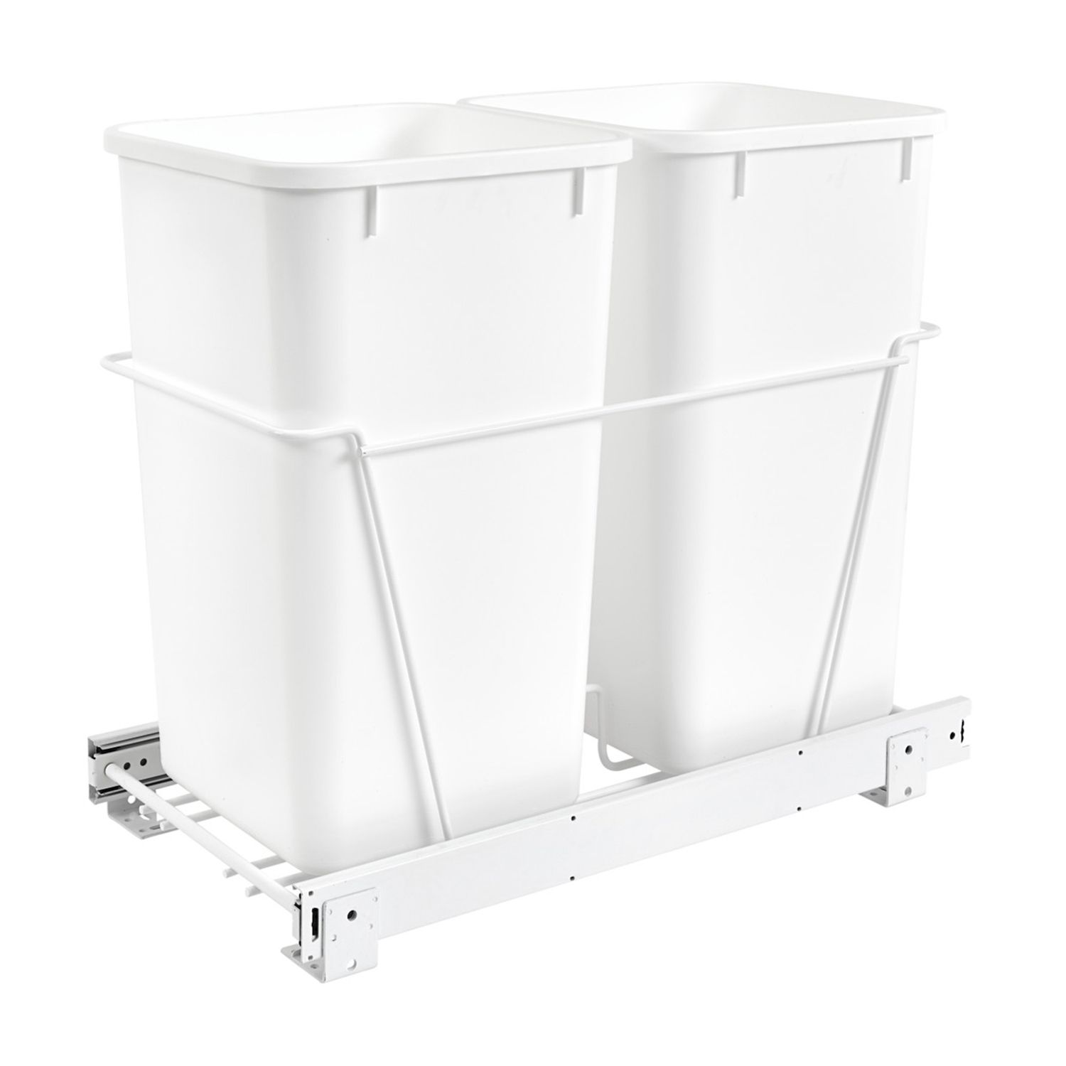 Rev-A-Shelf 4WCTM-18DM2-419-FL Double 35 qt Top Mount Waste Container, White