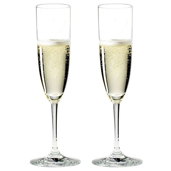 Riedel Vinum Dishwasher Safe Crystal Champagne Wine Glasses w/ Cloth (2 Pack)