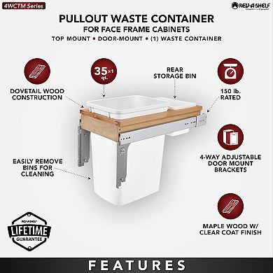 Rev-a-shelf Single Pullout Top Mount Trash Can 35 Qt., White, 4wctm-12dm1