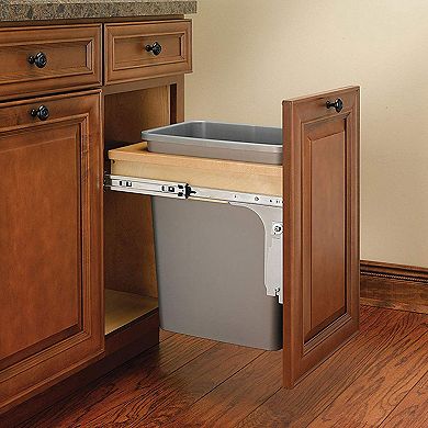 Rev-a-shelf Pullout Top Mount Trash Can 35 Qt., Silver, 4wctm-1516dm-1