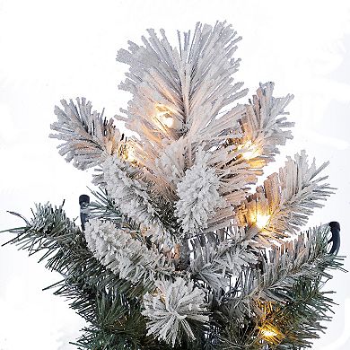 Home Heritage Snowdrift Spruce 7.5 Foot Flocked Christmas Tree with White Lights