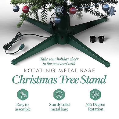 Home Heritage Electric Metal Rotating Christmas Tree Stand for 7 Ft ...