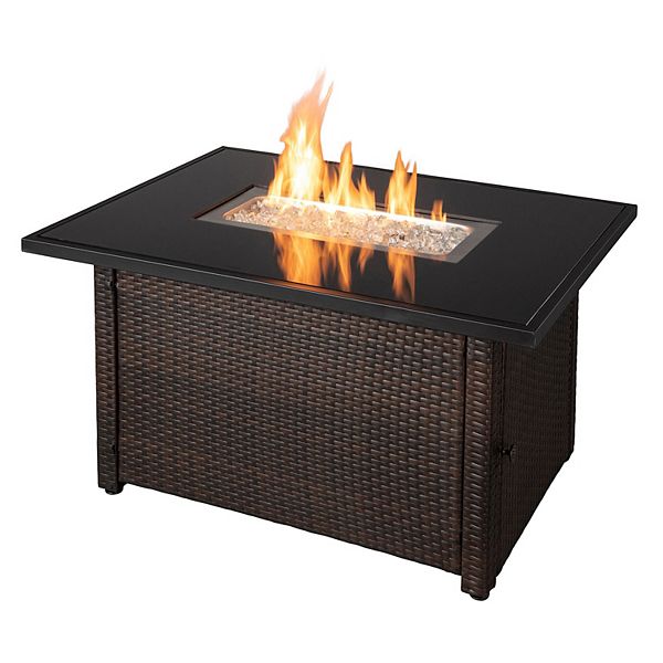 Gas Outdoor Fire Pit Table Brown, Black Gas Fire Pit Table