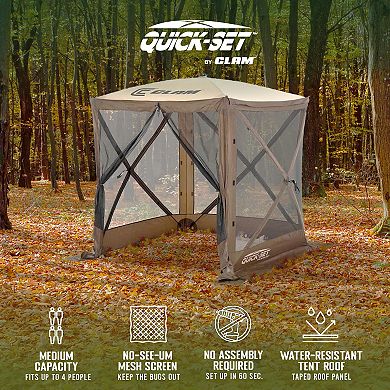 CLAM Quick-Set Traveler 6 x 6 Ft Portable Outdoor 4 Sided Canopy Shelter, Brown