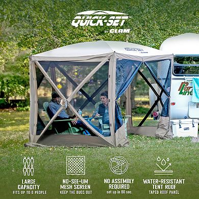 CLAM Quick-Set Venture 9 x 9 Ft Portable Outdoor Camping Canopy Shelter, Gray