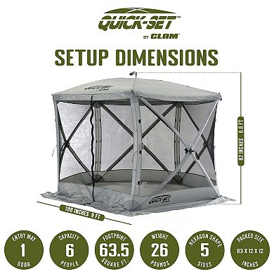 CLAM Quick-Set Venture 9 x 9 Ft Portable Outdoor Camping Canopy Shelter, Gray