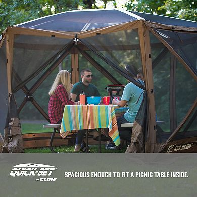 Clam Quick Set Escape Sky Screen Portable Camping Outdoor Gazebo Shelter, Brown