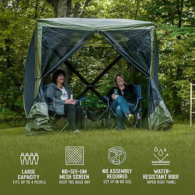 CLAM Quick-Set Traveler 6 x 6 Ft Portable Outdoor 4 Sided Canopy Shelter, Green