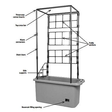 Hydrofarm GCTR 10 Gal Tomato Garden Planting System & 4' Trellis Tower on Wheels