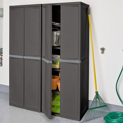Sterilite Adjustable 4 Shelf Storage Cabinet With Doors Gray 01423V01