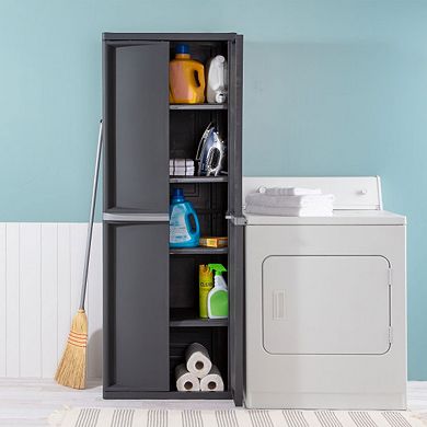 Sterilite Adjustable 4-Shelf Storage Cabinet With Doors, Gray - 01423V01
