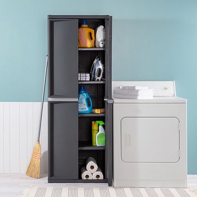 Sterilite Adjustable 4-Shelf Storage Cabinet With Doors, Gray - 01423V01