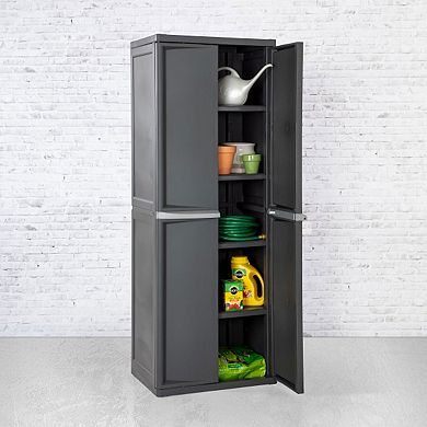 Sterilite Adjustable 4-Shelf Storage Cabinet With Doors, Gray - 01423V01