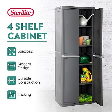 Sterilite Adjustable 4-Shelf Storage Cabinet With Doors, Gray - 01423V01