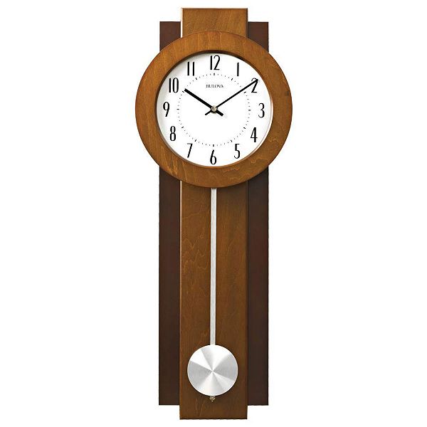 Bulova Clocks C3383 Avent 23 Inch 2 Tone Walnut and Mahogany Pendulum