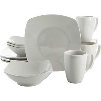 Gibson Home Zen Buffet Hard Square 12 pc Porcelain Dinnerware Set