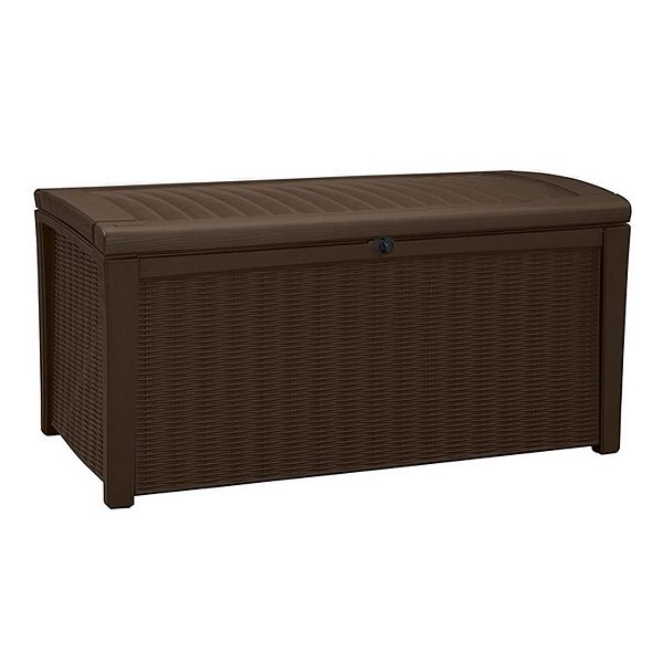 Keter Borneo 110 Gallon Rattan Wicker Resin Patio Deck Storage Box