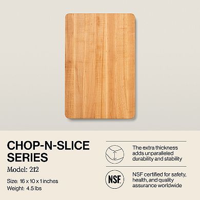 John Boos Chop N Slice Small Maple Wood Edge Grain Cutting Board, 16" X 10" X 1"