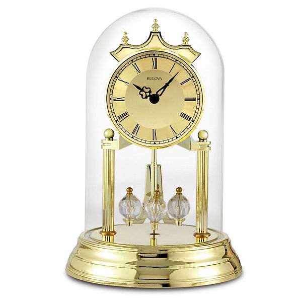 Bulova Clocks Tristan I Oval Dome Clock with Metal Base and Brass