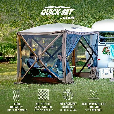 Clam Quick-set Venture 9 X 9 Foot Portable Outdoor Camping Canopy Shelter, Brown