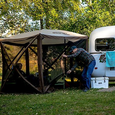 Clam Quick-set Venture 9 X 9 Foot Portable Outdoor Camping Canopy Shelter, Brown