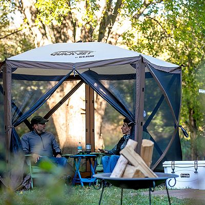 Clam Quick set Venture 9 X 9 Foot Portable Outdoor Camping Canopy Shelter Brown