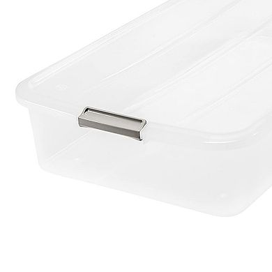 IRIS USA 50 Quart Clear Plastic Underbed Latched Stack Storage Container Box