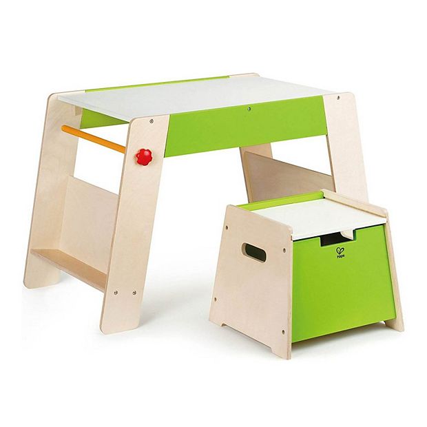 Hape Kids Wooden Play Station & Art Activity Easel Table Set with Stool -  E1015