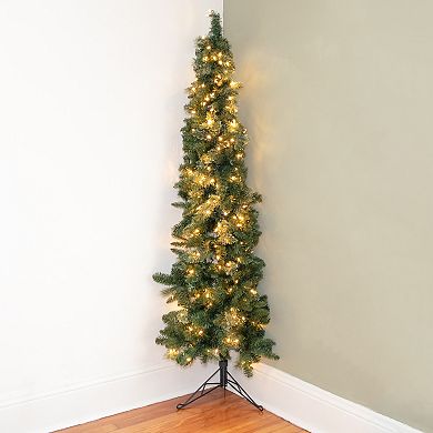 Home Heritage Cashmere 5 Ft Artificial Half Christmas Tree Prelit w/ 100 Lights