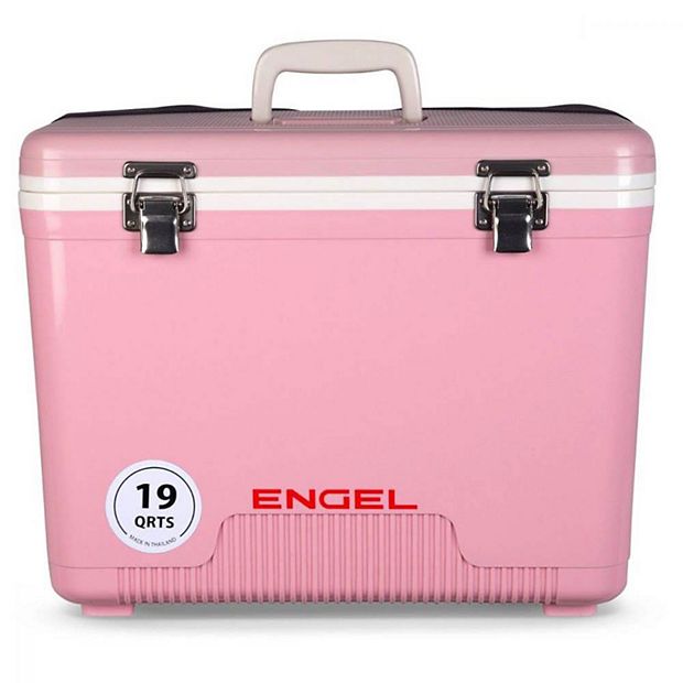Engel 19 Quart Fishing Live Bait Dry Box Ice Cooler with Shoulder Strap,  Pink