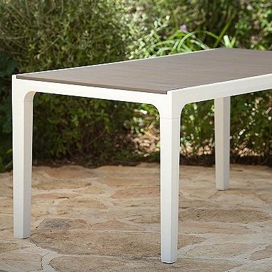 Keter Harmony White Cappuccino Modern Outdoor Patio Resin Dining Table - 226342