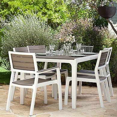 Keter Harmony White Cappuccino Modern Outdoor Patio Resin Dining Table - 226342