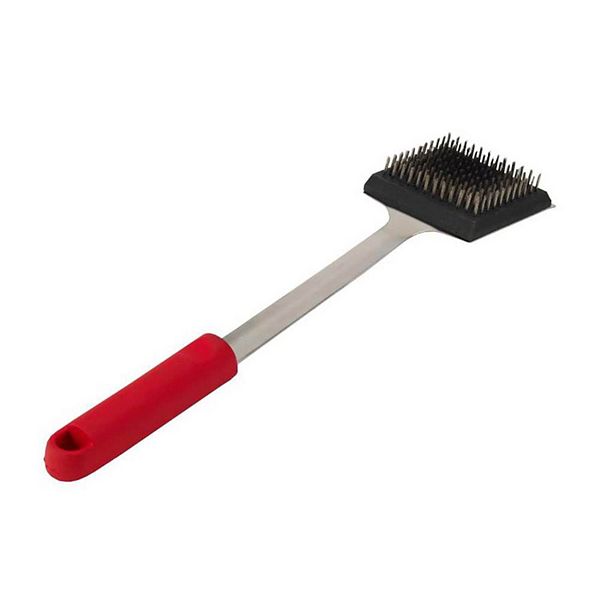 Bull 24218 Big Head Stainless Steel Wire Grill Brush with Soft Grip Handle,  Red