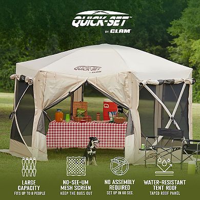 CLAM Quick-Set Pavilion 12.5 x 12.5 Foot Portable Outdoor Canopy Shelter, Tan