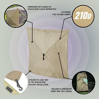 CLAM Quick-Set Screen Hub Tent Wind & Sun Panels, Accessory Only, Tan (3 pack)