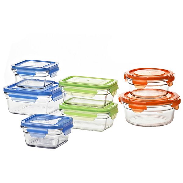 Glasslock Reusable Food Storage Container Set, Oven & Freezer Safe, 14  Pieces