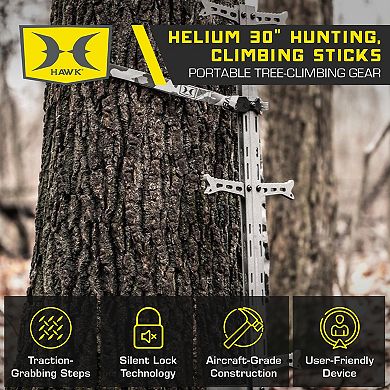 Hawk Helium Hunting Treestand Portable Climbing Sticks w/ Fold Up Steps, 3 Pack