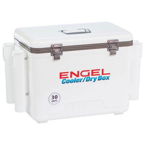 White Engel Coolers 30 Quart 48 Can Lightweight Insulated Mobile Cooler Drybox 