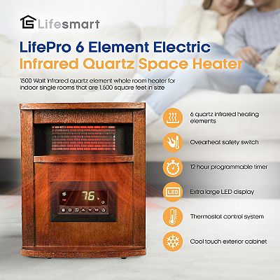 LifeSmart Large Room 1000W Portable Electric Infrared Quartz Room Space Heater 2024