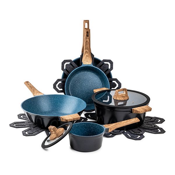 Blue Cosmo 12-Piece Nonstick Cookware Set
