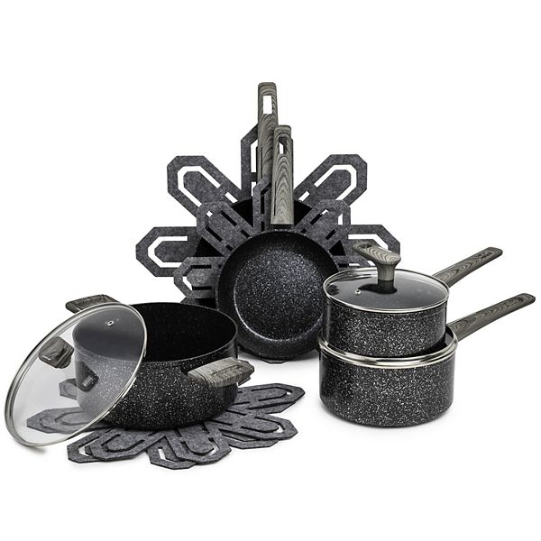 Bklyn Steel Co. Constellation Nonstick 12-Pc. Cookware Set Charcoal