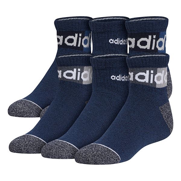 Boys adidas Blocked Linear II 6-Pack Quarter Socks