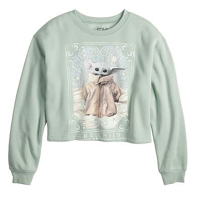 Juniors' Star Wars: The Mandalorian The Child Cropped Long Sleeve Tee